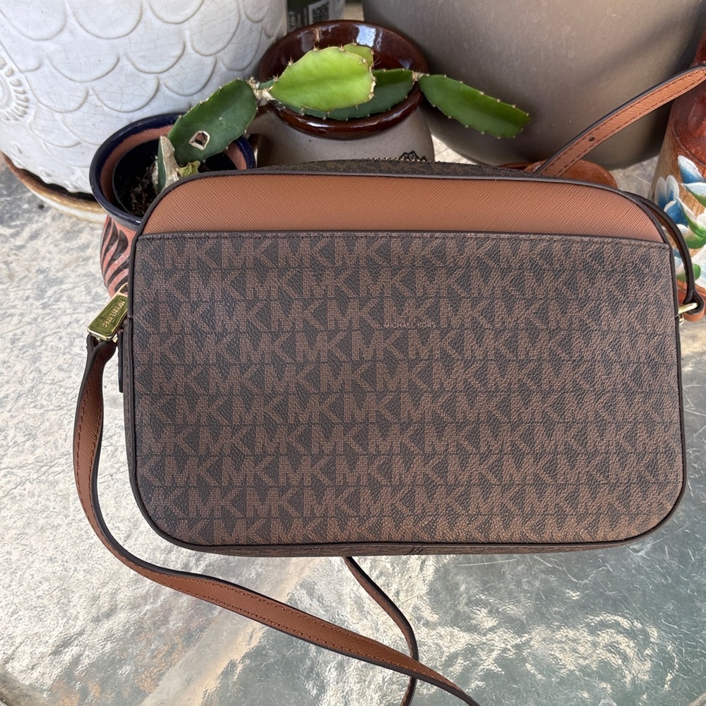 Michael Kors Dark Brown and Tan Crossbody Bag - Picture 3 of 6